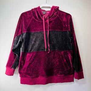 Champion Women's Burgundy and‎ Black  velour  Hoodie